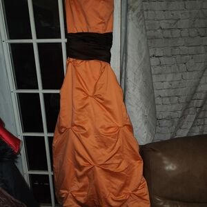 Elegant Orange and Black Maxi Dress